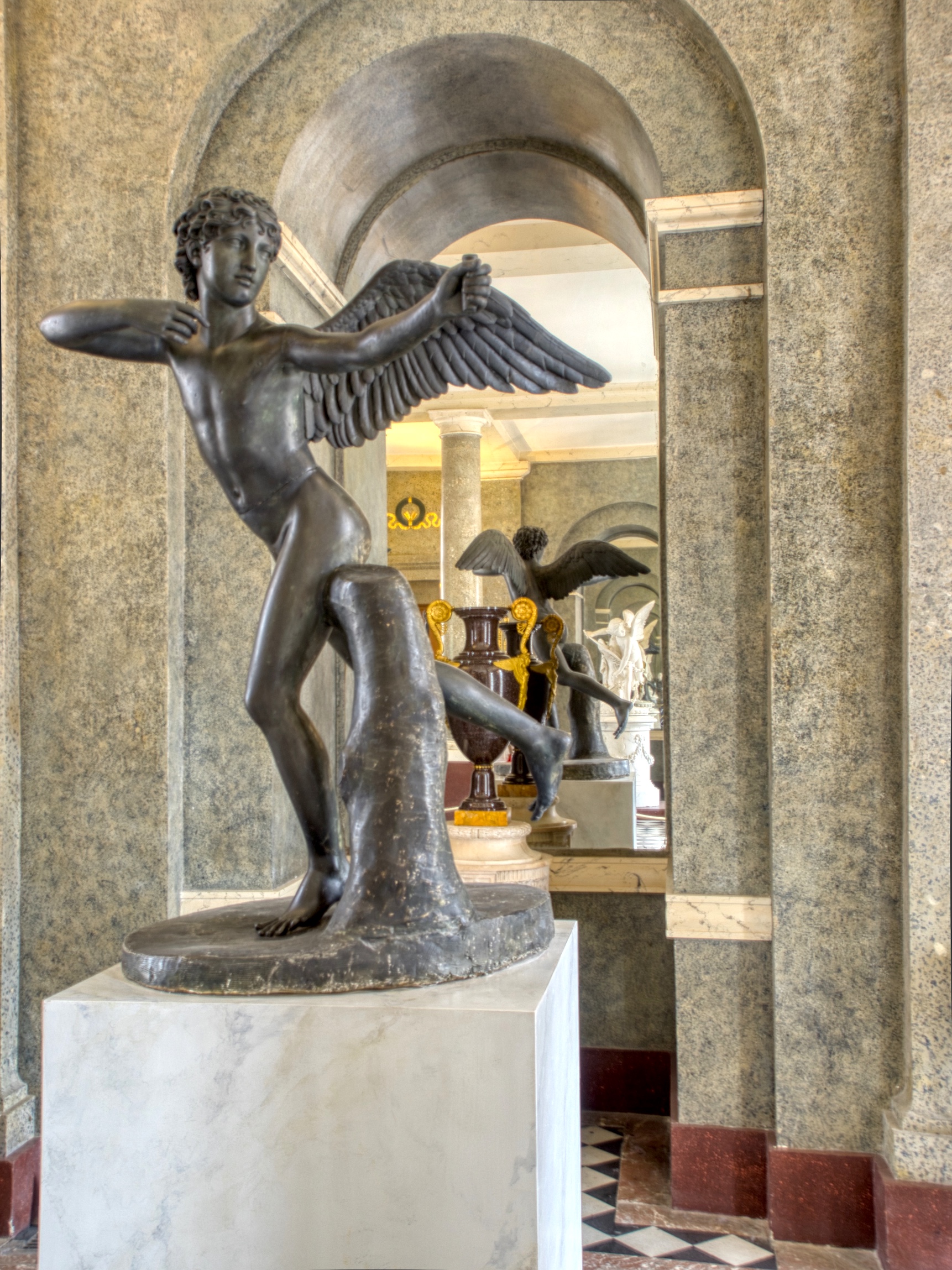 Sculptures in the entrance to the château.