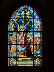 Saint Michael and other saints greet Jehanne la Pucelle (Joan of Arc)