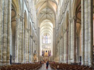 The cathedral vault is tallest in France over 43 m.