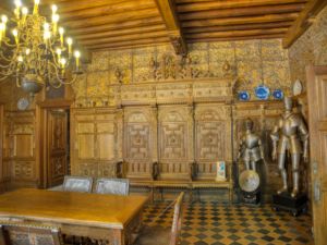 Replica suits of armour in the main hall.