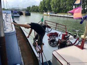 ... and then down onto 'Catharina's' foredeck.