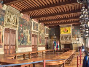 The 15th Century Gothic Hall with a mural dating from 1900.